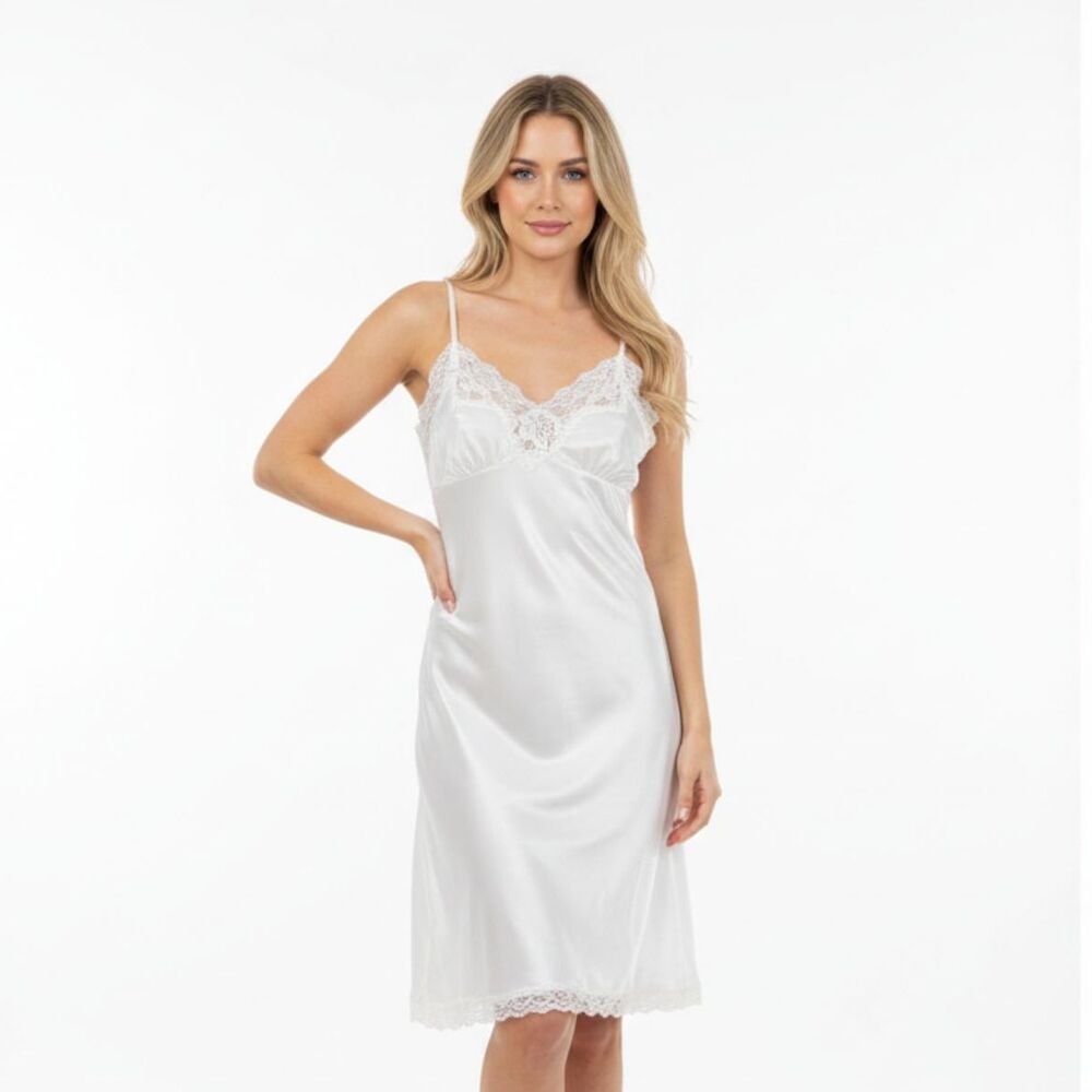 Ralph Lauren Ivory Satin & Lace Sleep Slip Dress L